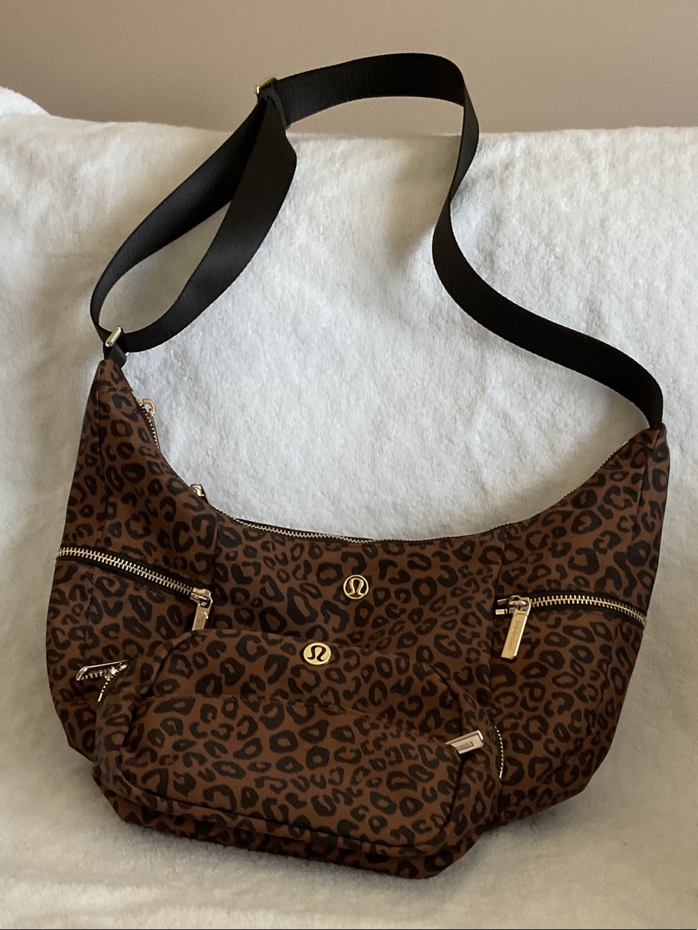 lululemon athletica Brown Leopard-Print Crossbody Shoulder Bag